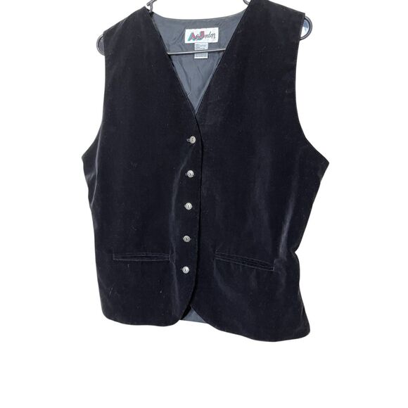 Vintage AJ Brandon Black Velvet Vest Size M - Picture 3 of 6